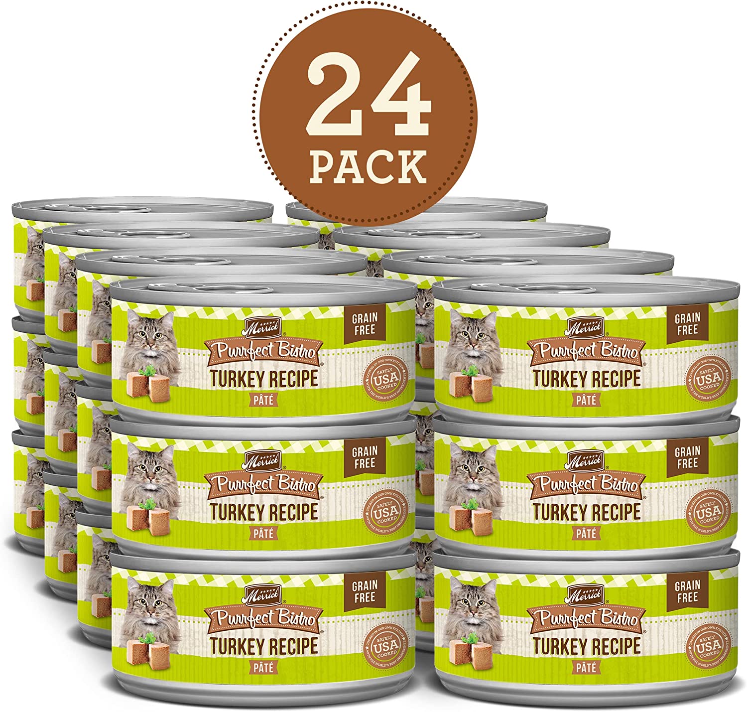 Merrick Purrfect Bistro Grain Free Canned Wet Cat Food - Turkey Pate - 5.5 Ounce (Pack of 24)