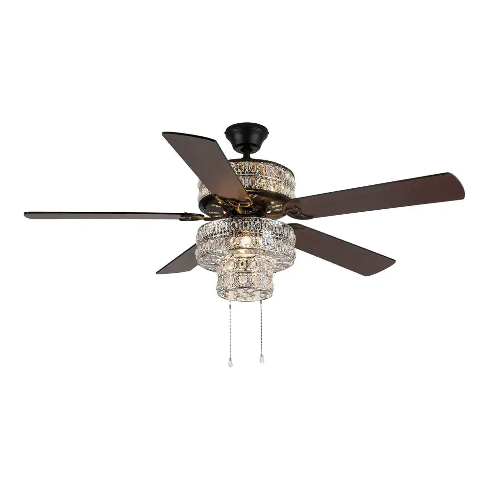 River of Goods Bohemian Pierced Metal 52 in.20061 Clear Crystal LED Ceiling Fan With Light