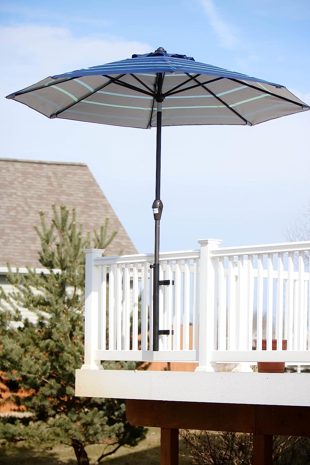 LOVE YOUR DECK Patio Umbrella Holder | Outdoor Umbrella Base and Mount | Attaches to Railing Maximizing Patio Space and Shade (Black)