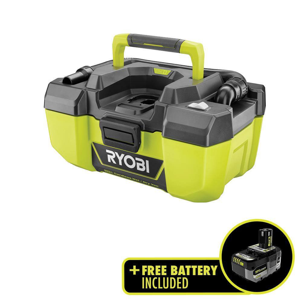 RYOBI P3240-PBP004 ONE+ 18V 3 Gal. Project Wet/Dry Vacuum with FREE 4.0 Ah Lithium-Ion HIGH PERFORMANCE Battery