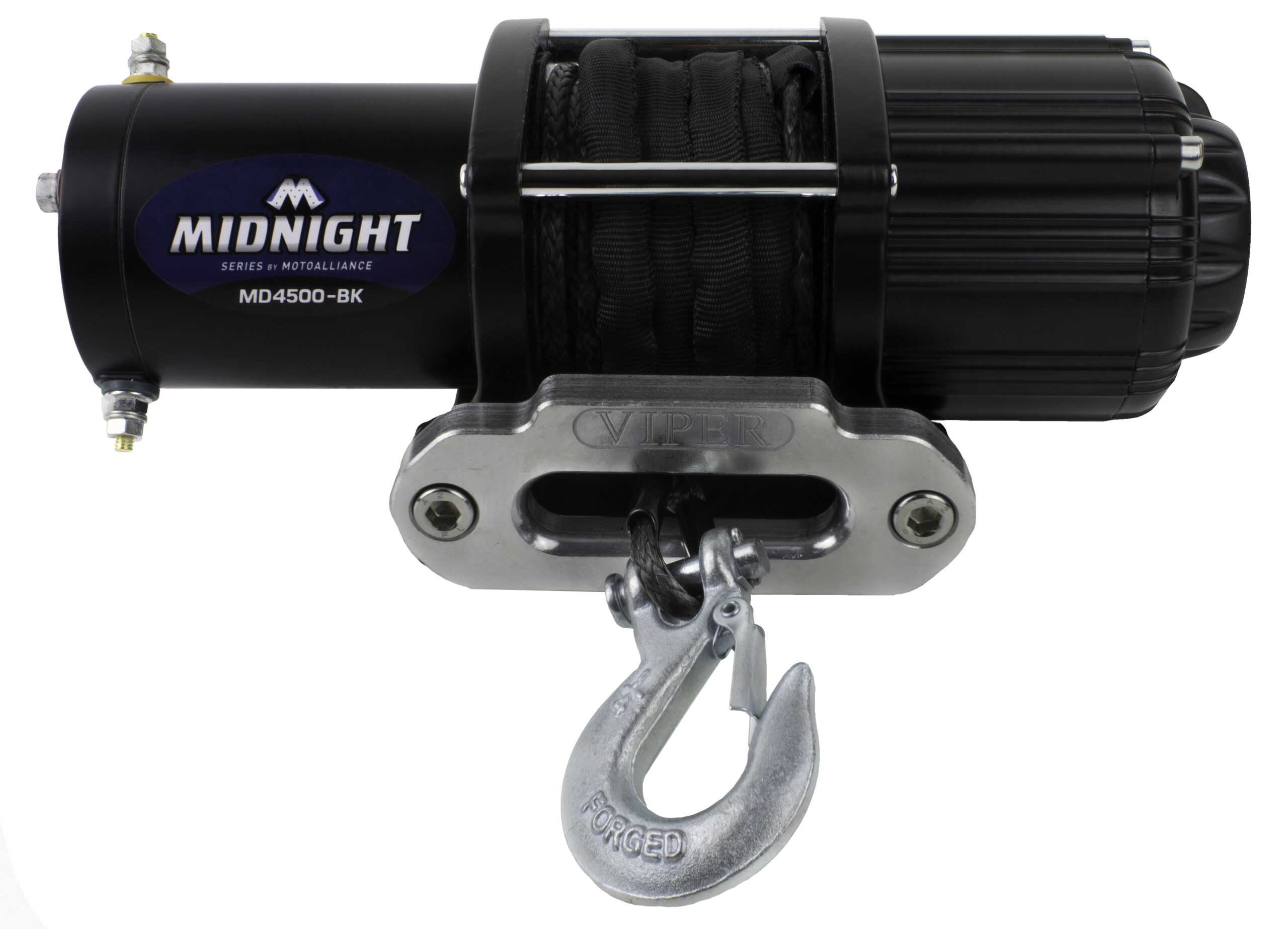 MotoAlliance VIPER Midnight 4500lb ATV/UTV Winch Kit with 50 feet BLACK Synthetic Rope