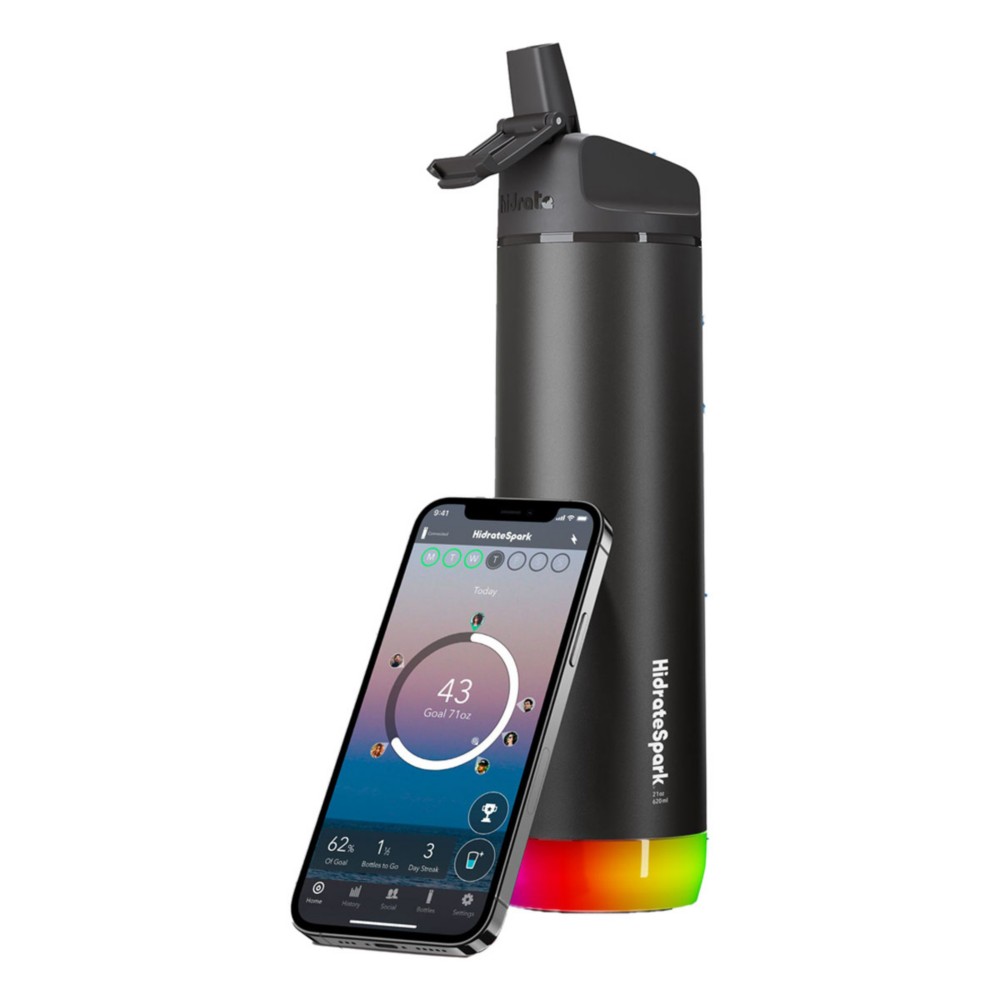 HidrateSpark Pro 21oz Straw Bottle. Black