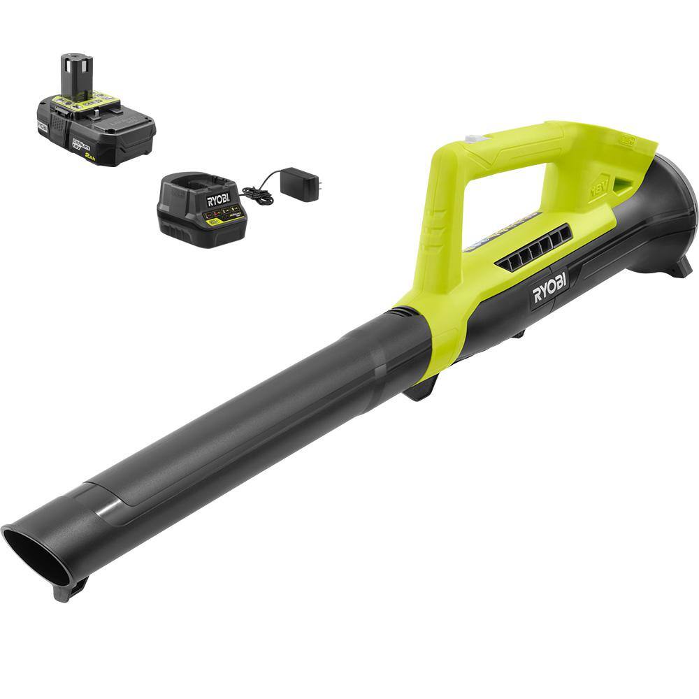 RYOBI P2190 ONE+ 18V 90 MPH 200 CFM Cordless Battery Leaf Blower/Sweeper with 2.0 Ah Battery and Charger