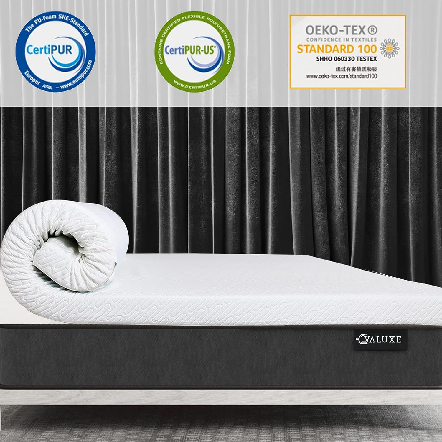 VALUXE 3 Inch Gel Memory Foam Mattress Topper Twin Size High Density Cooling Pad Pressure Relief Bed Topper (with Removable & Washable Bamboo Cover)