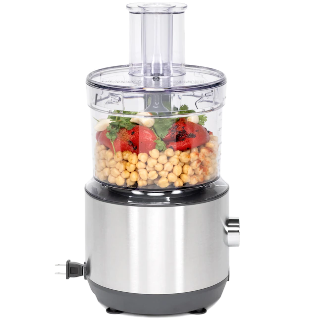 GE Food Processor | 12 Cup | Complete With 3 Feeding Tubes. Stainless Steel Mixing Blade & Shredding Disc | 3 Speed | Great for Shredded Cheese. Chicken & More | Kitchen Essentials | 550 Watts