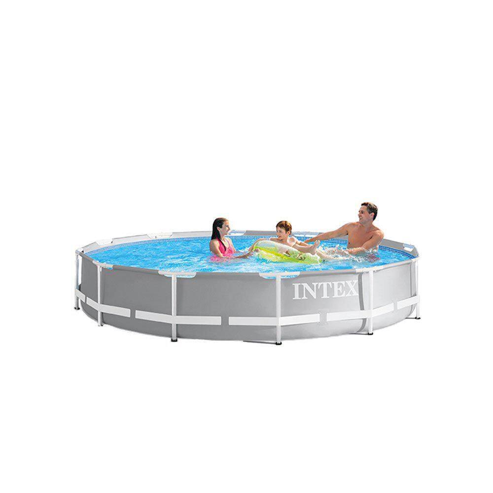 Intex 26711EH + 28002E 12 ft. x 30 in. Prism Frame Above Ground Swimming Pool and Maintenance Kit