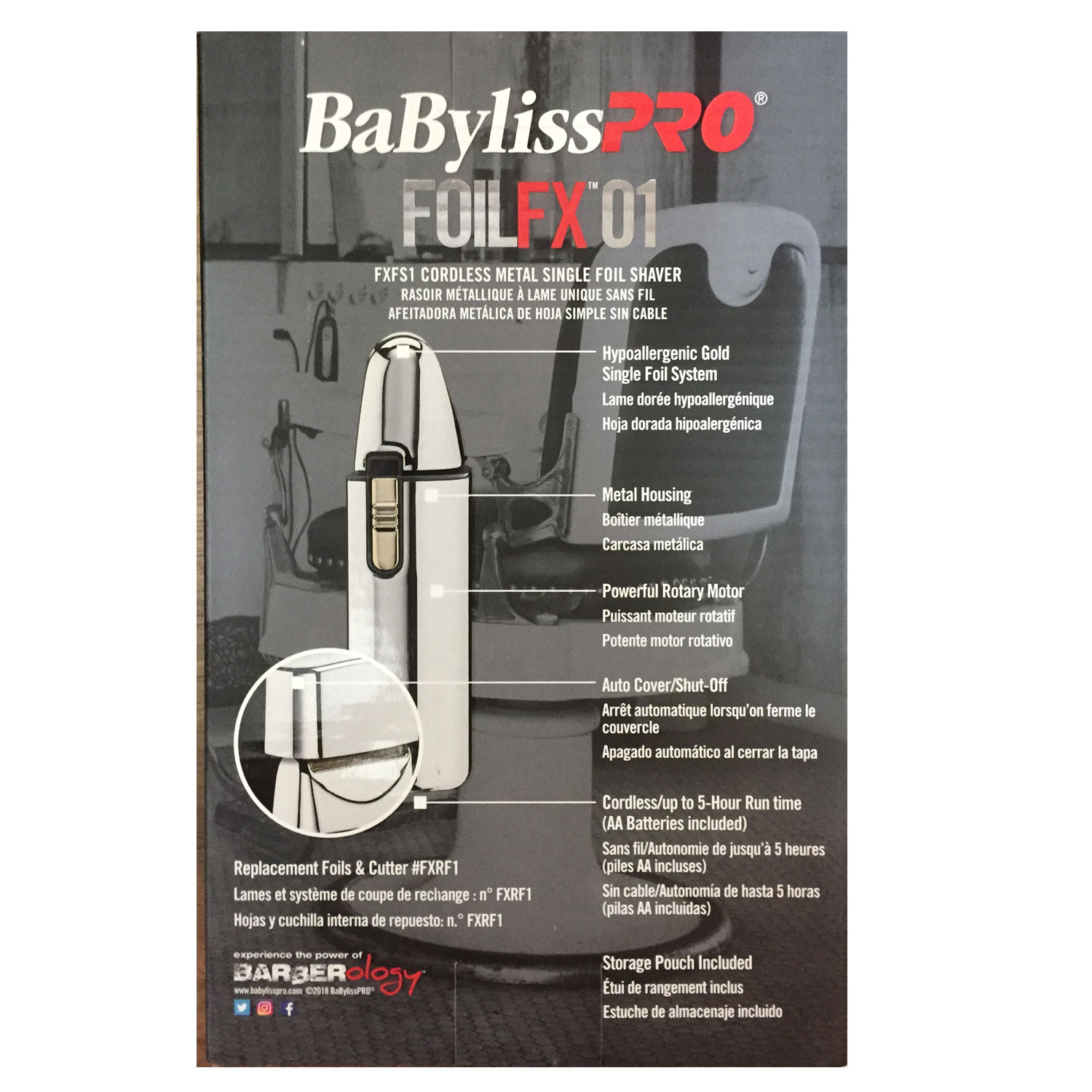 BaBylissPRO Foilfx01 Cordless Metal Single Foil Shaver - Fxfs1