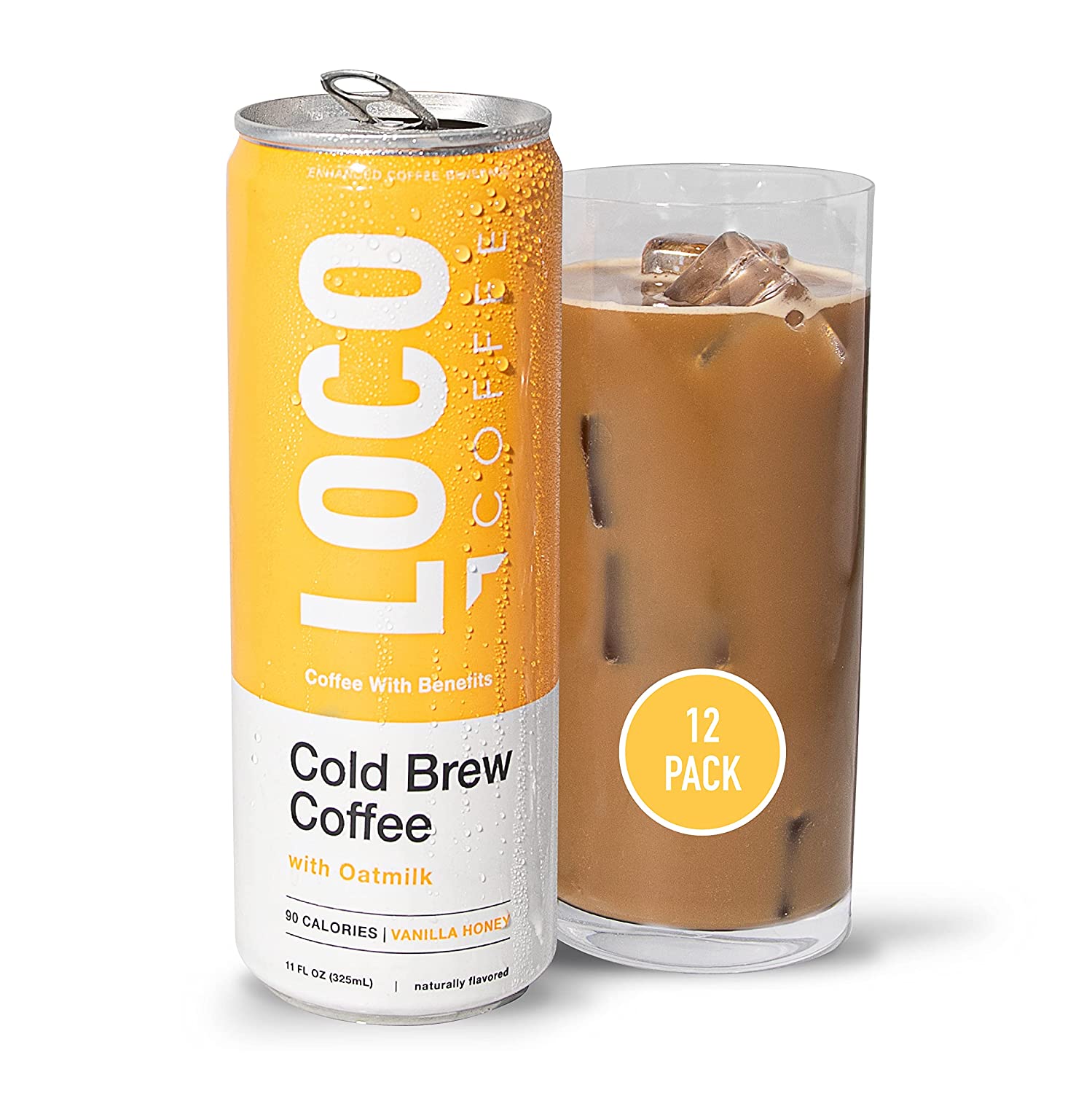 Loco Life Brew Vanilla Honey Cold Brew Coffee With Oat Milk and Coconut Water 11 Ounce Can Pack of 12. Gluten Free and Dairy Free. Low Sugar. Low Calorie Iced Coffee
