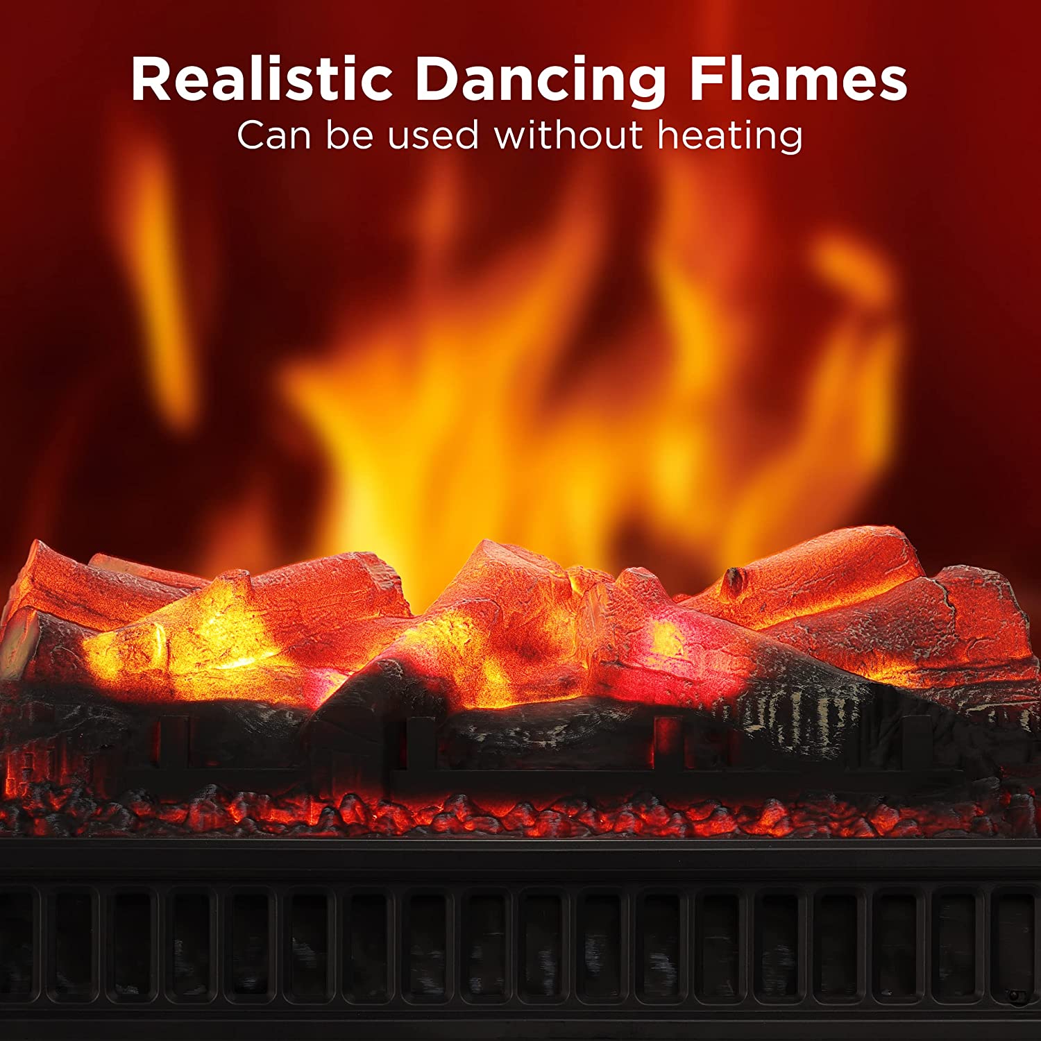 TURBRO Eternal Flame EF23-LG Electric Fireplace Logs. 23″ Remote Control Fireplace Insert Log Heater. Realistic Lemonwood Ember Bed. Thermostat. Timer. 1400W Black