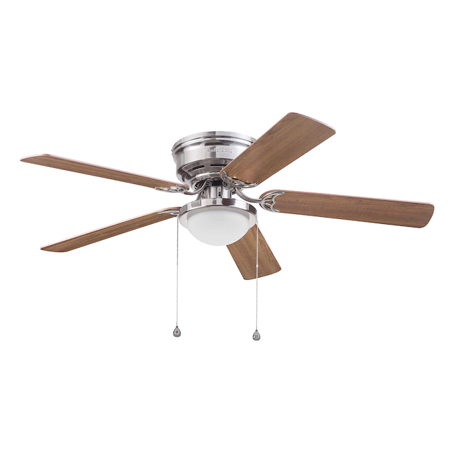 Harbor Breeze  Armitage 52-in Brushed Nickel LED Indoor Flush Mount Ceiling Fan with Light (5-Blade)