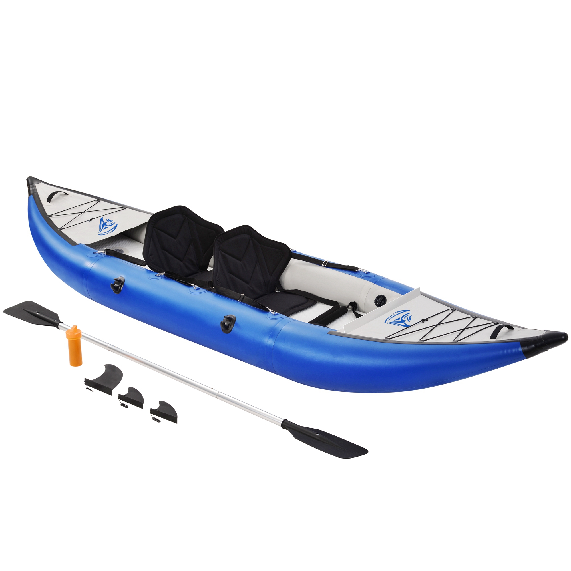 Inflatable Kayak Set with Paddle & Air Pump. Portable Recreational Touring Kayak Foldable Fishing Touring Kayaks. Tandem 2 Person Kayak