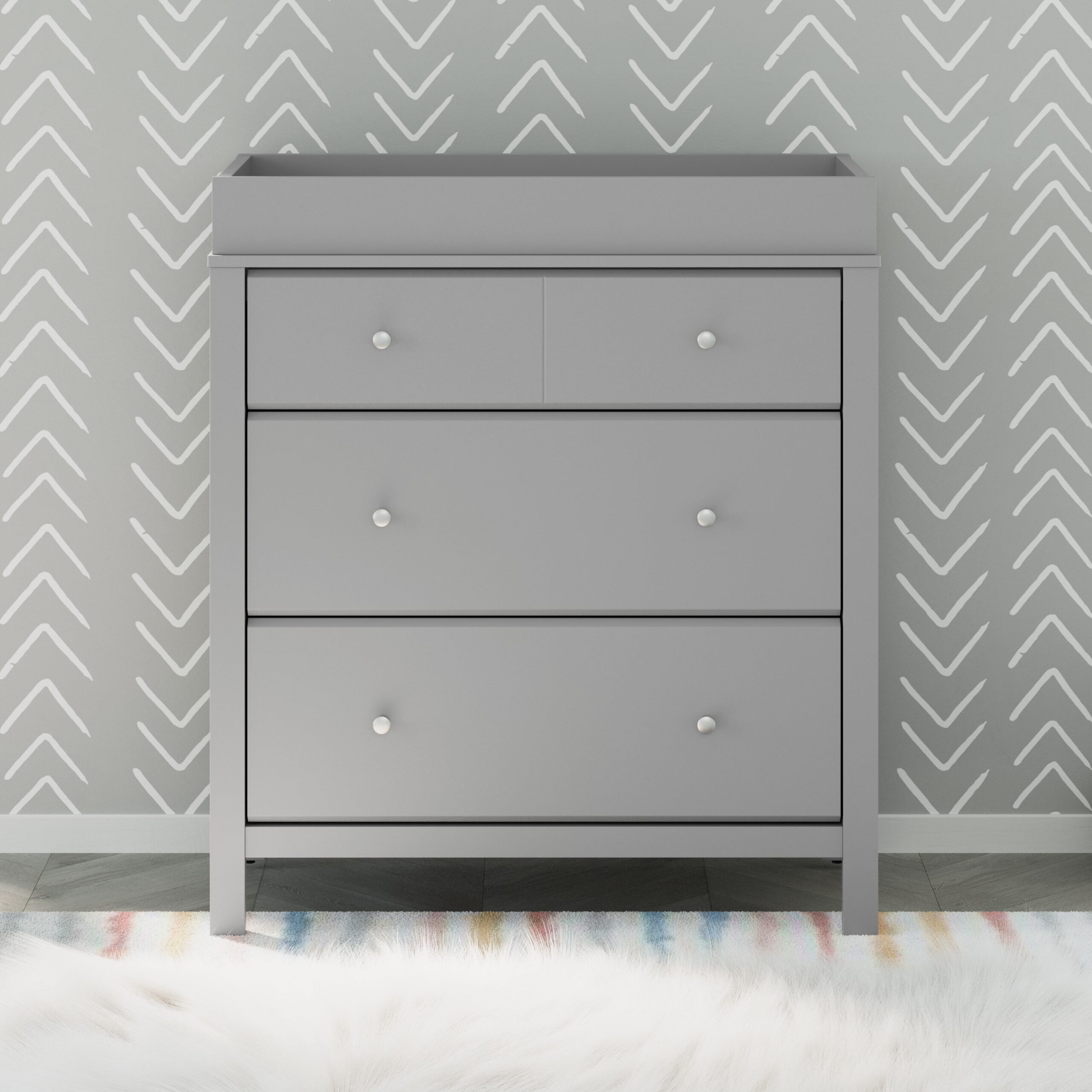 Storkcraft Horizon 3 Drawer Modern Changing Dresser Pebble Gray
