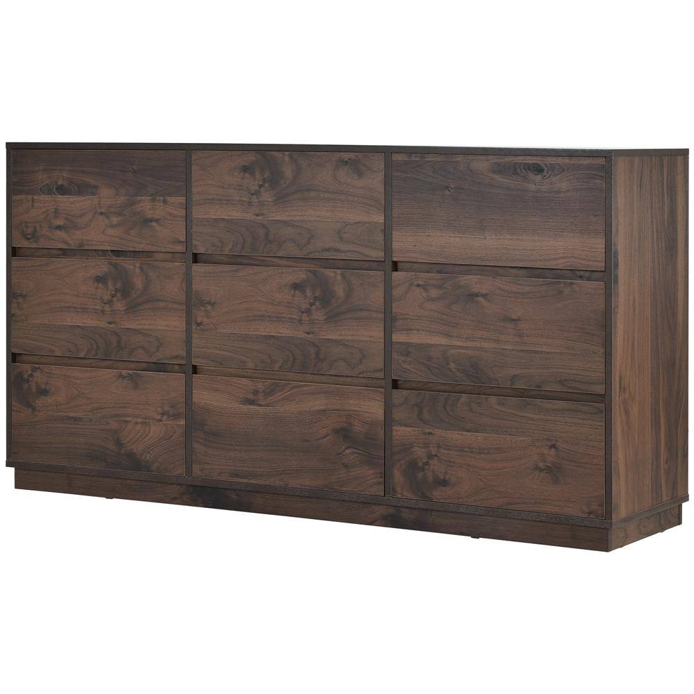 ATHMILE  9 of Drawers Brown Chest of Drawers (59 in. W x 31.40 in. H x 15.7 in. D)