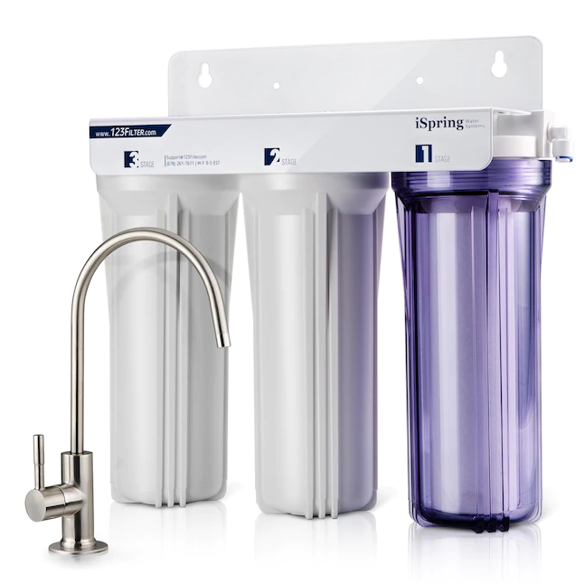 iSpring US31 Classic 3-Stage Under Sink Water Filtration System for Drinking. Tankless. High Capacity. Sediment + Carbon + Carbon (Newest Version)
