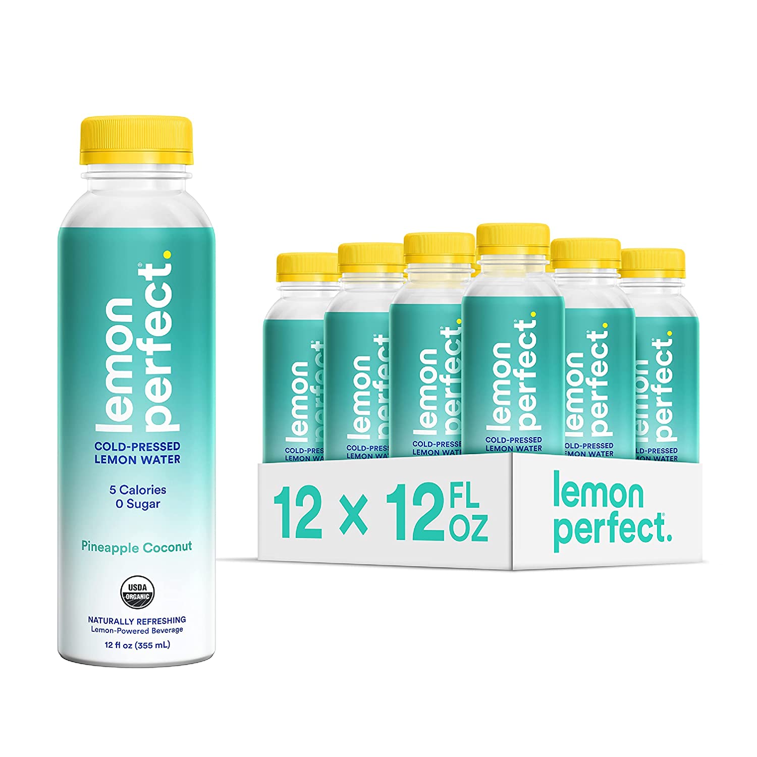 Lemon Perfect. Organic Cold-Pressed Lemon Water. Flavored Water. Pineapple Coconut (12-Pack)