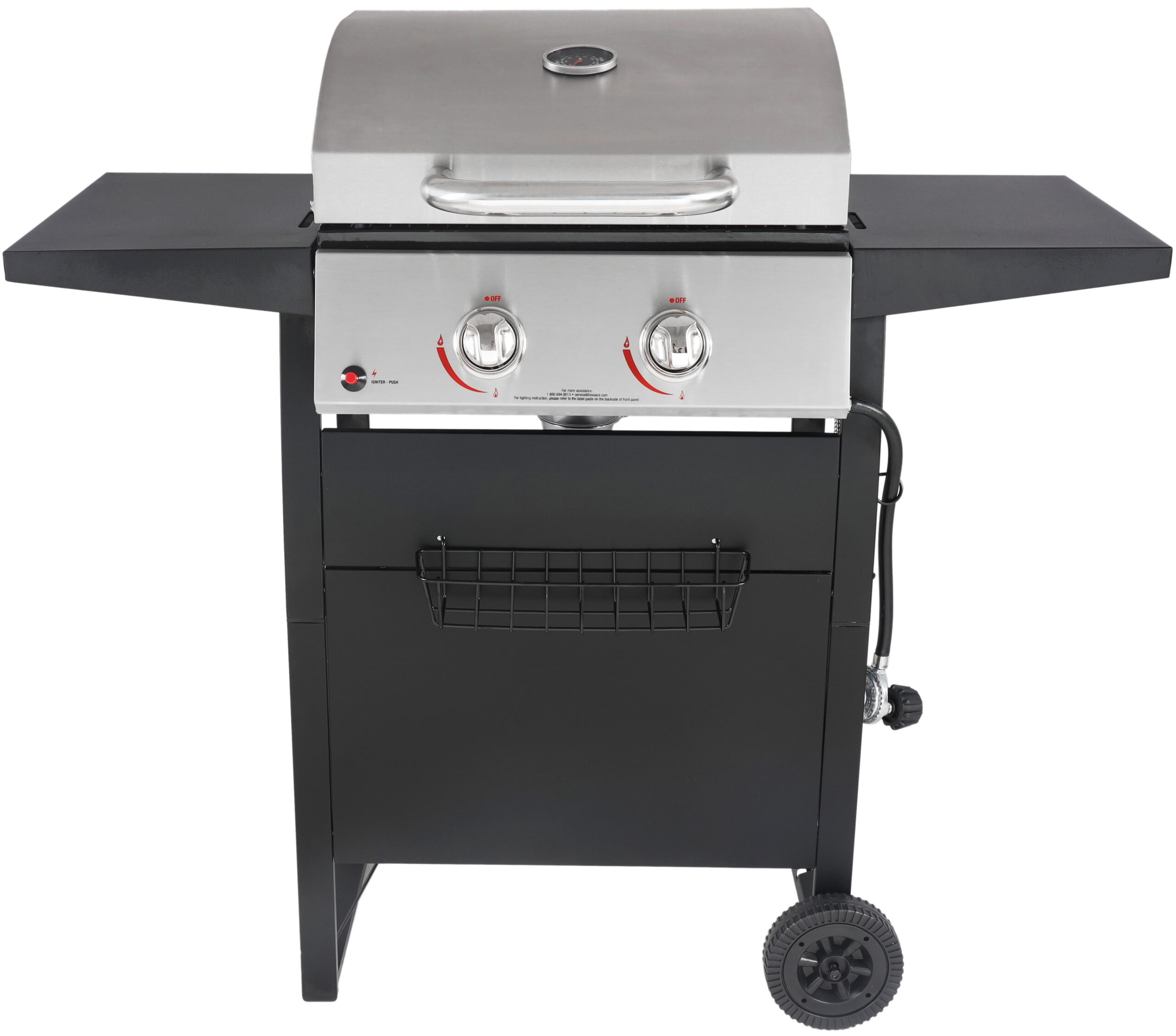 RevoAce 2-Burner Space Saver Propane Gas Grill. Stainless and Black. GBC1705WV