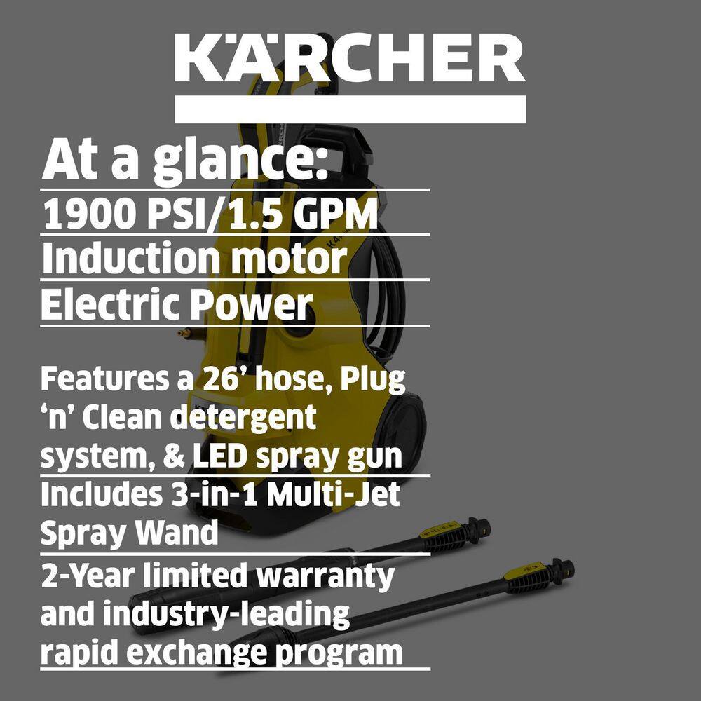 Karcher 1.324-045.0 1900 PSI 1.5 GPM K 4 Power Control Cold Water Electric Induction Pressure Washer Plus Vario and DirtBlaster Spray Wands