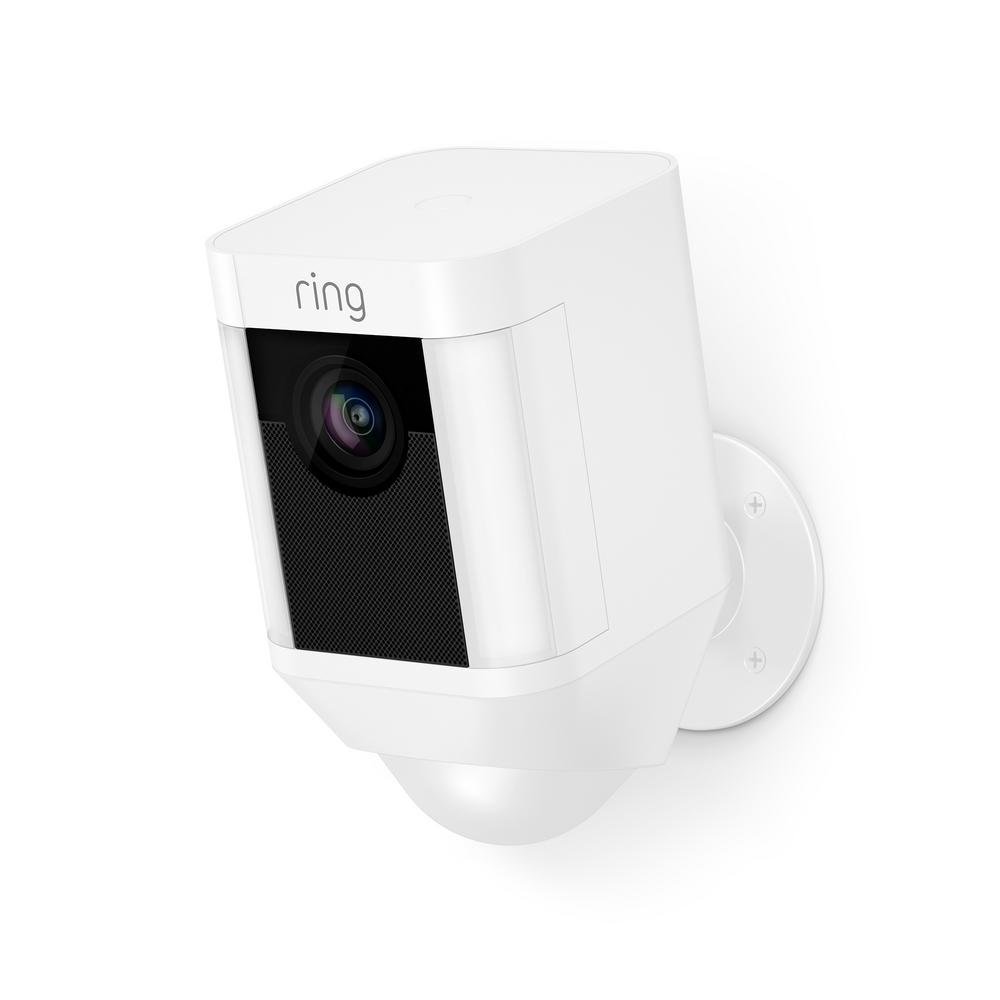 Ring  Spotlight Cam Battery - Battery-powered Outdoor Smart Security Camera with One LED Spotlight - White