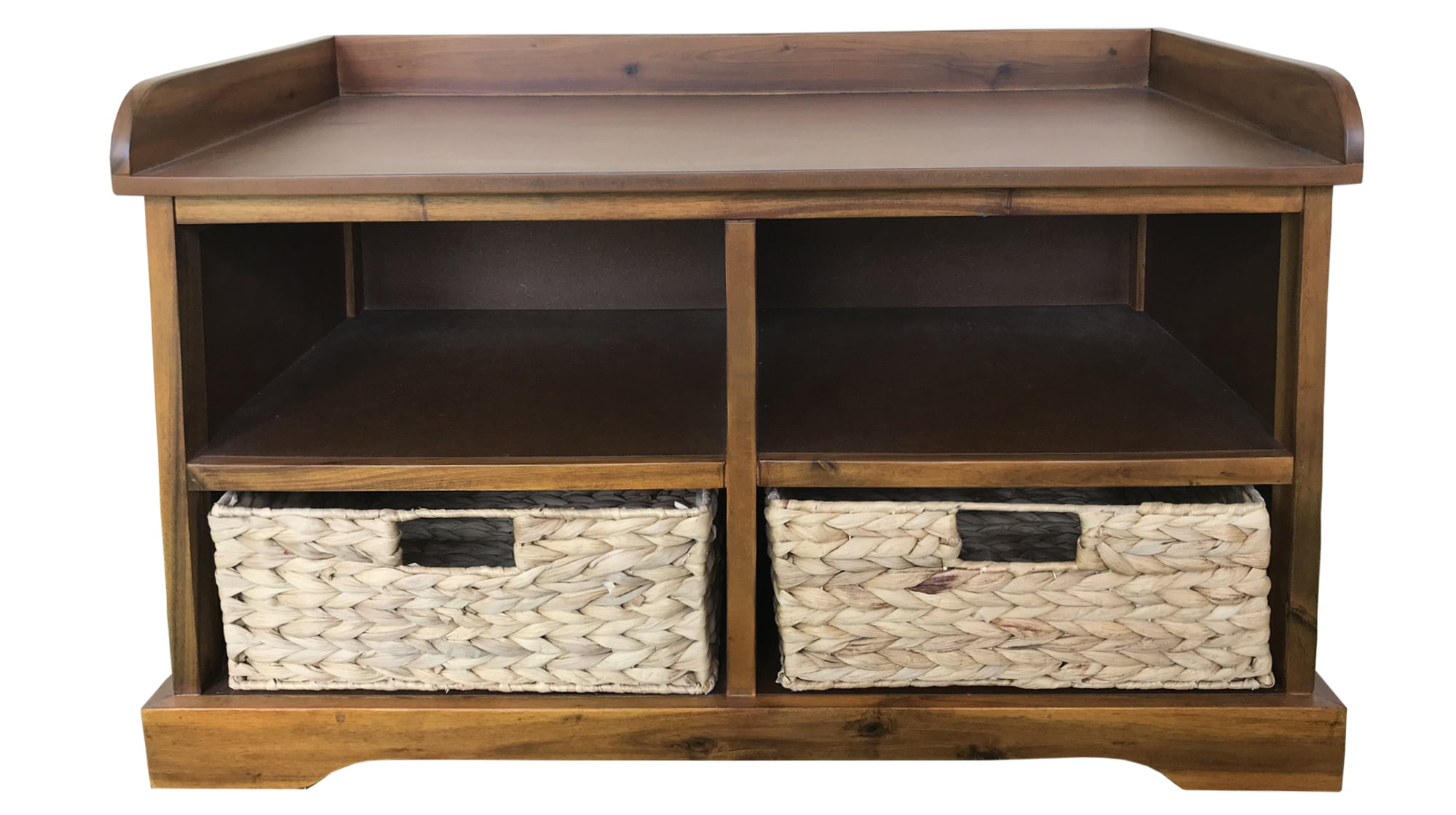 Decor Therapy Hayden Storage Bench with 2 Baskets. Honey Pine. 33.5″