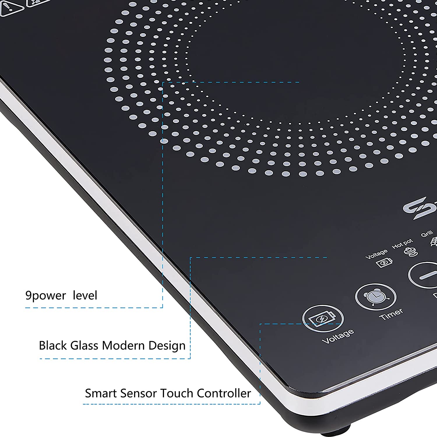 STULENG ‎ST-FIC102 Electric Stove. Portable 1300W Infrared Single Burner Sensor Touch Control. 11 Inch Single Hot Plate Cooktop for Dorm Office Home Camp. Compatible w/All Cookware