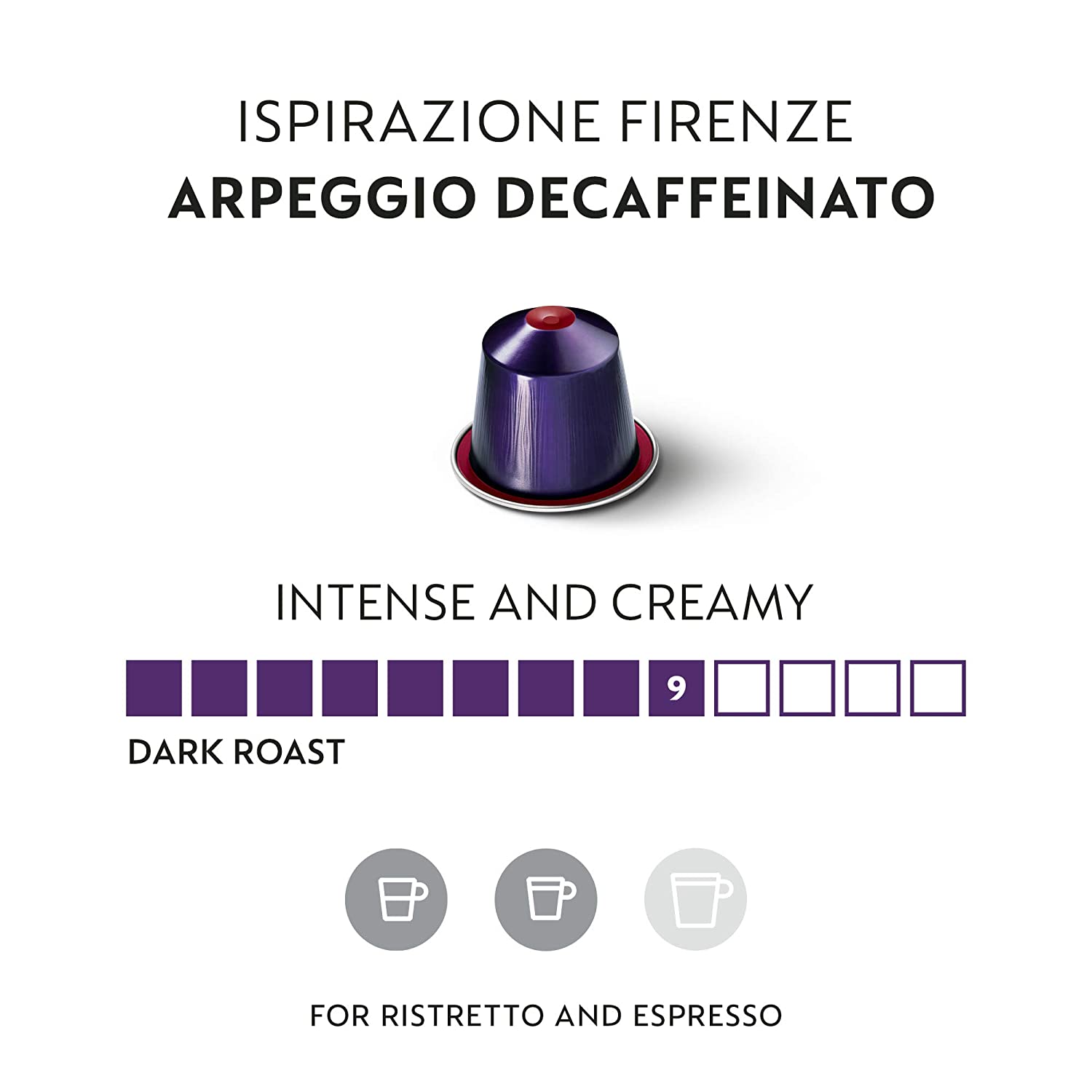 Nespresso Capsules OriginalLine. Arpeggio Decaffeinato. Dark Roast Coffee. 10 Count Coffee Pods(Pack of 5). Brews 1.35 Ounce (ORIGINALLINE ONLY) (Pack of 5)