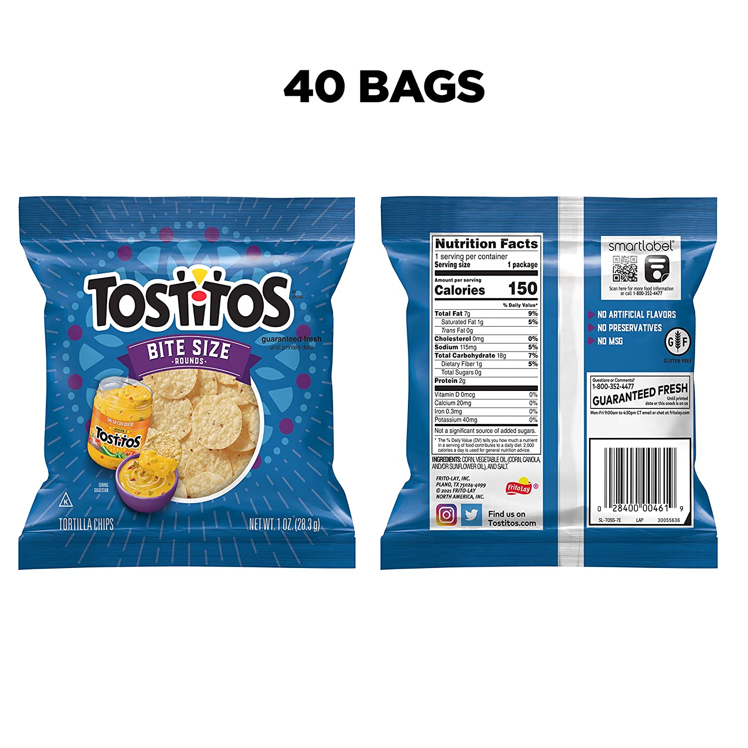 Tostitos Bite Sized Rounds Tortilla Chips. 1oz Bags (40 Pack)