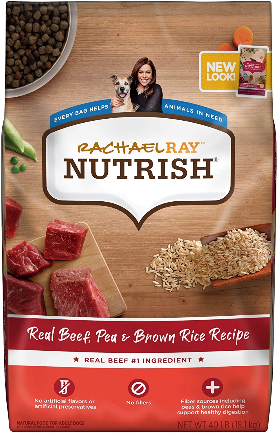 Rachael Ray Nutrish Premium Natural Dry Dog Food. Real Beef. Pea. & Brown Rice Recipe. 40 Pounds