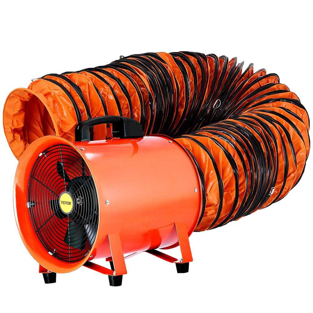 VEVOR 12C5MGDGYFJ000001V1 Utility Blower Fan 12 in. 520 Watt 2295 CFM High Velocity Ventilator with 16 ft. Duct Hose for Fume Exhausting