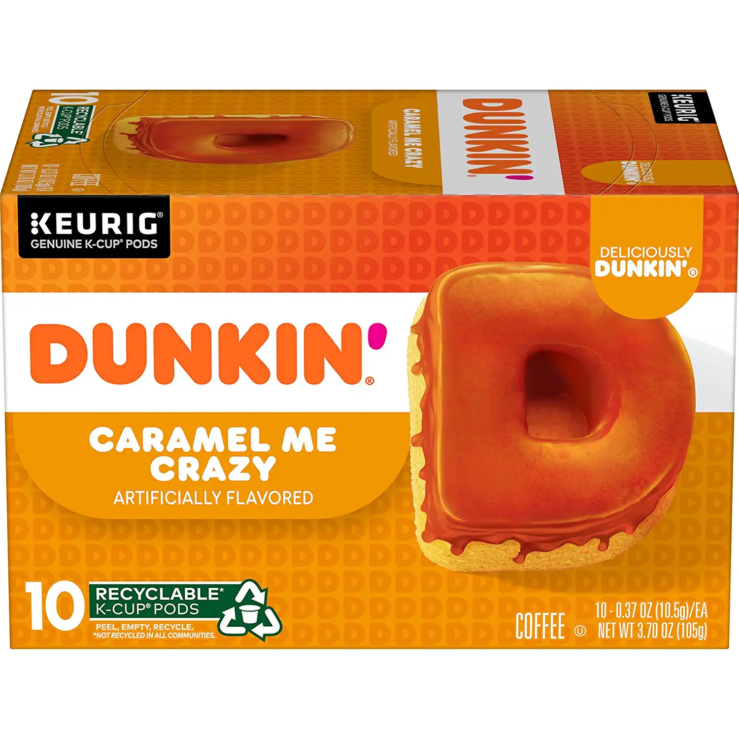 Dunkin- Caramel Me Crazy Flavored Coffee 60 Keurig K-Cup Pods 10 Count (Pack of 6)