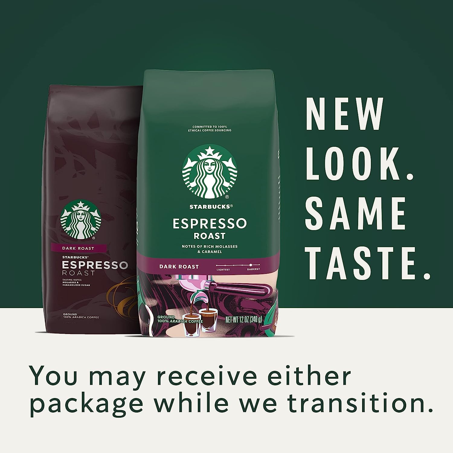 Starbucks Dark Roast Whole Bean Coffee. Espresso Roast. 100% Arabica. 6 bags (12 oz. each)