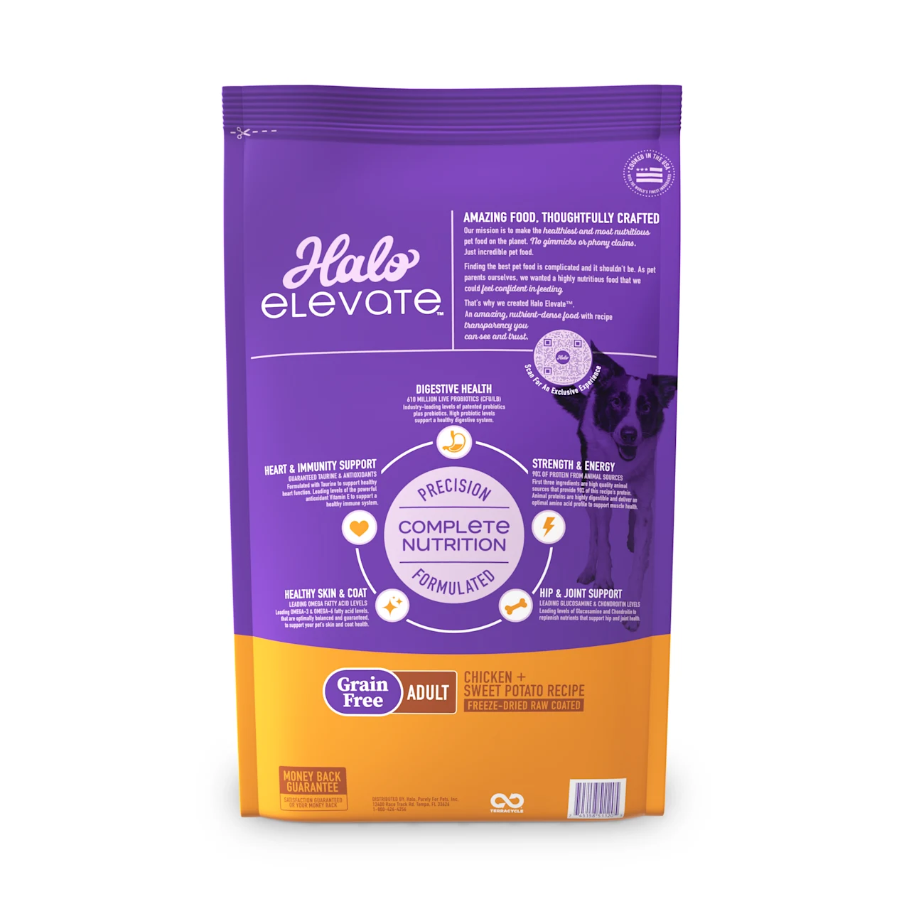 Halo Elevate Dog Grain Free Chicken Recipe Dry Food. 20 lbs.