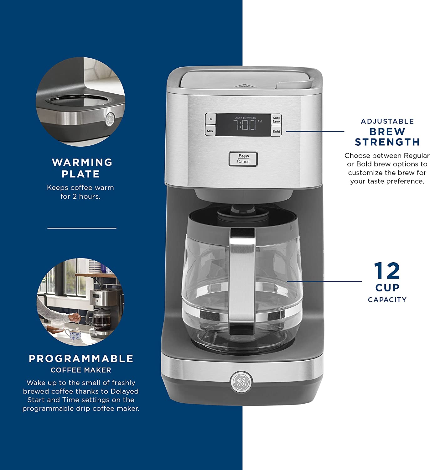 GE 12-Cup Stainless Steel Residential Drip Coffee Maker