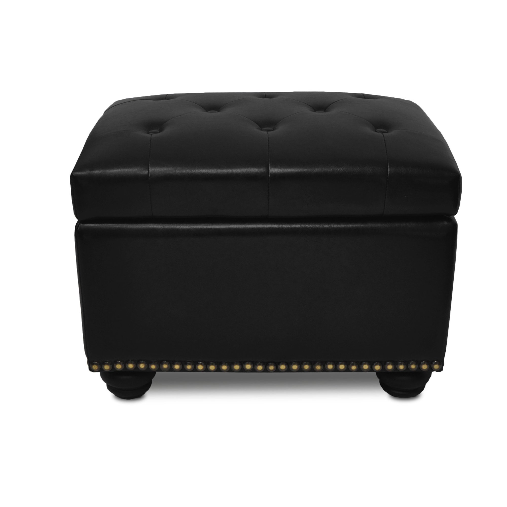 Convenience Concepts Designs4Comfort No Tools 5th Avenue Storage Ottoman. Black Faux Leather