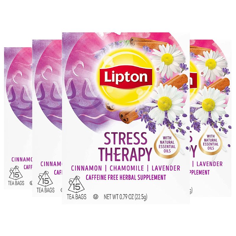 Lipton Stress Therapy. Cinnamon Chamomile and Lavender. 15 count. Pack of 4