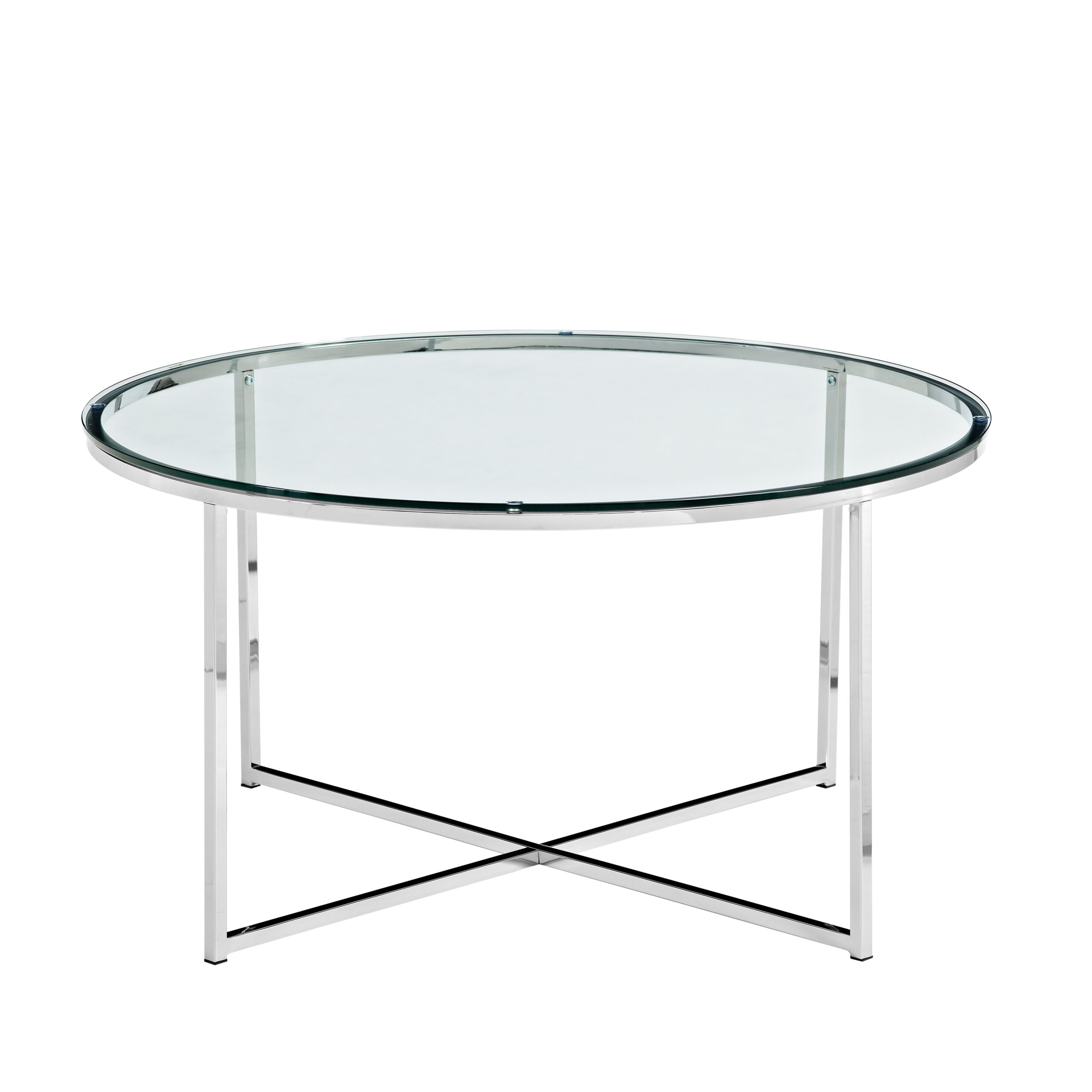 Ember Interiors Modern Round Coffee Table. Glass/Chrome