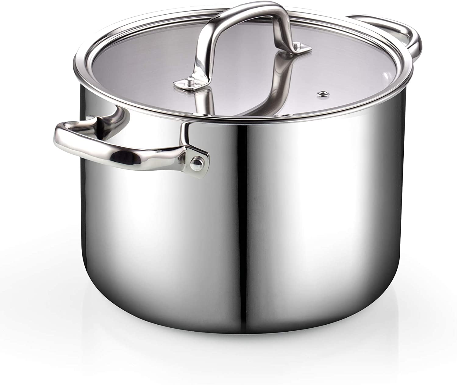 Cook N Home 02681 Tri-Ply Clad Stainless Steel Stockpot with Lid. 8 Quart. silver