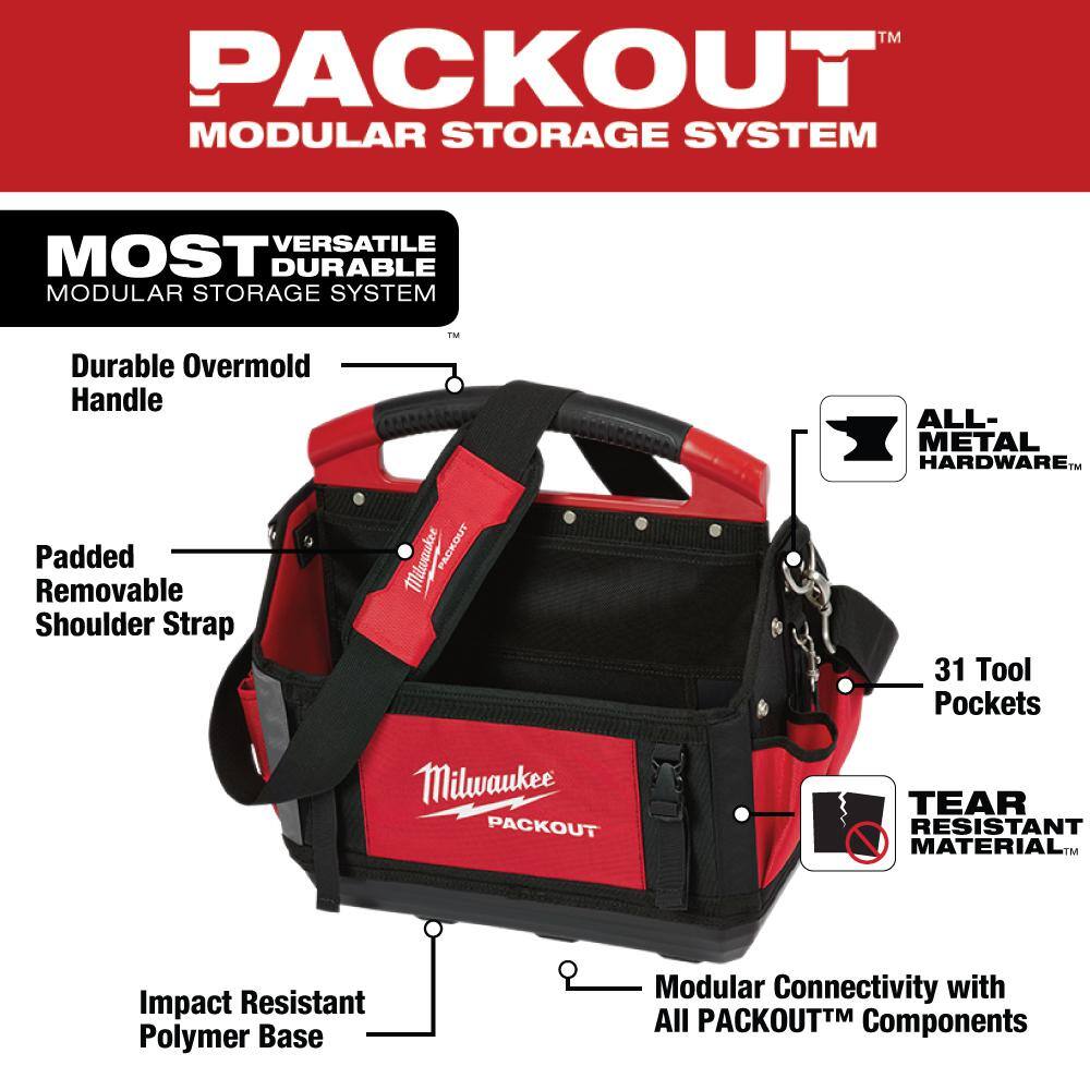 Milwaukee 48-22-8315-48-22-3079 15 in. PACKOUT Tote with 6-in-1 Wire Stripper Pliers
