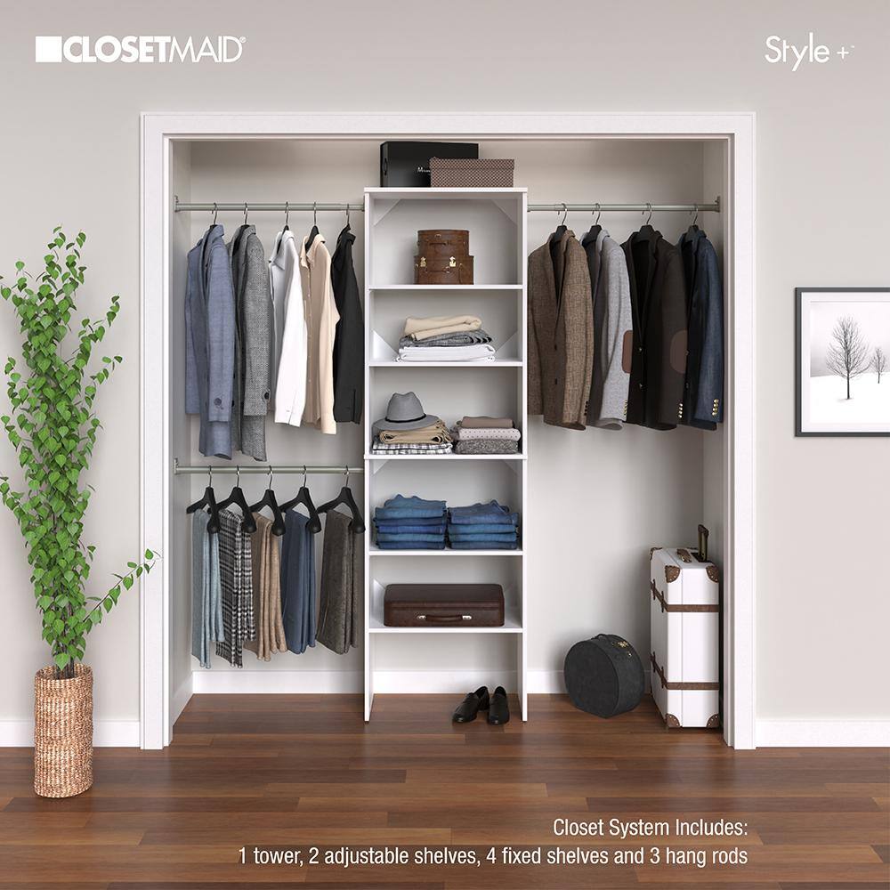 ClosetMaid 4365 Style+ 84 in. W - 120 in. W White Wood Closet System