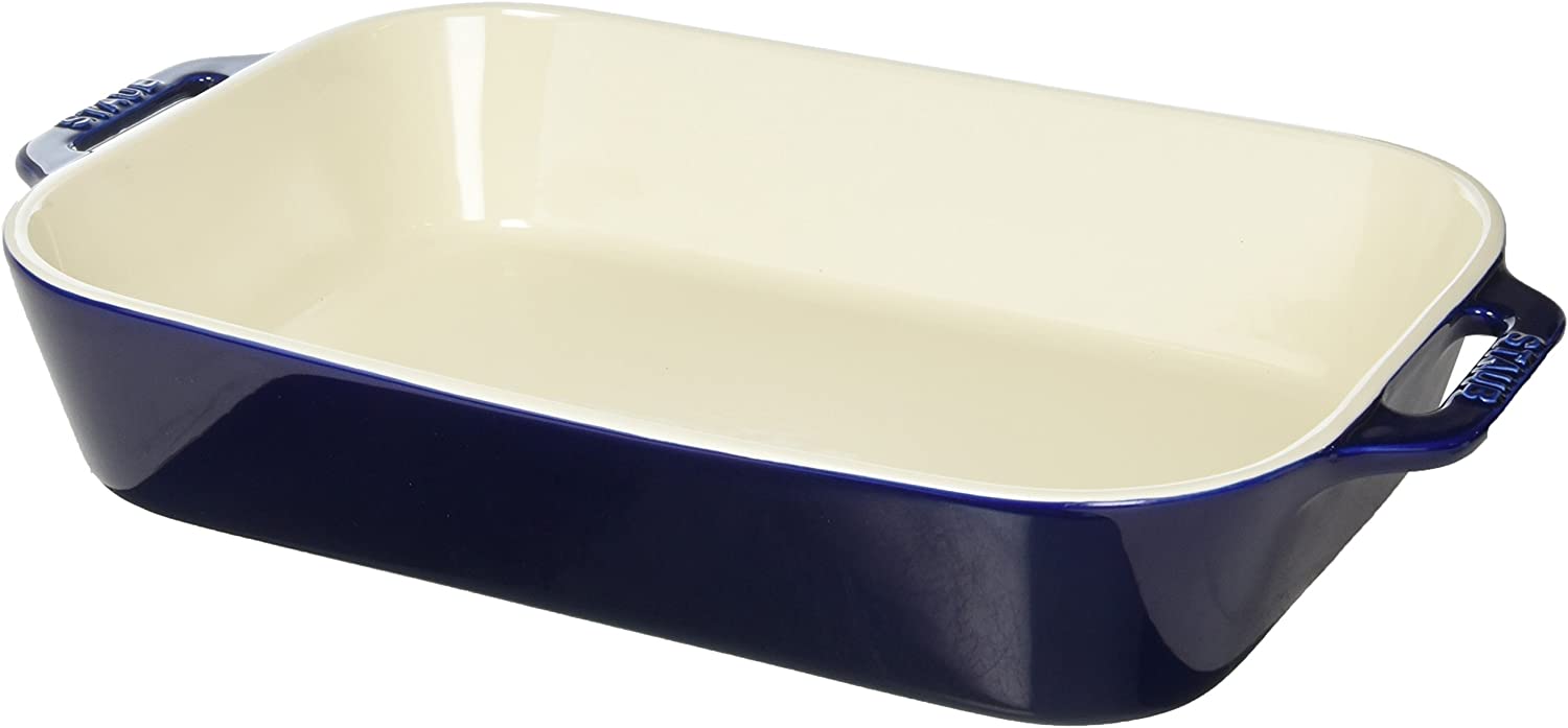 STAUB 40508-594 Ceramics Rectangular Baking Dish. 13×9-inch. Dark Blue