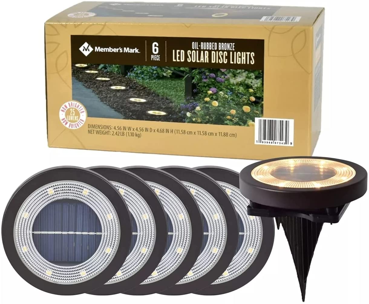 Member-s Mark 6-Piece Oil-Rubbed Bronze LED Solar Disc Lights