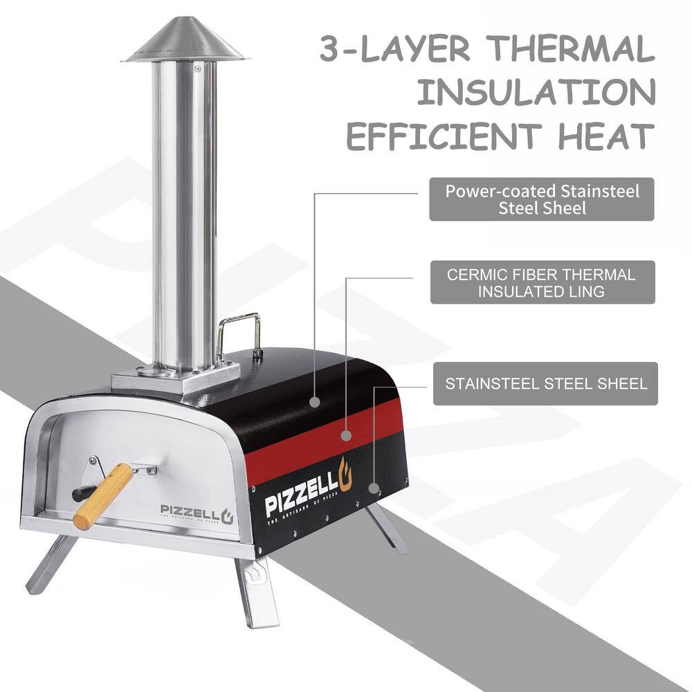 Wildaven NBYBKN220511001 Outdoor Pizza Oven Wood Pellet Fired Outdoor Pizza Oven with Fold-Up Legs. Black