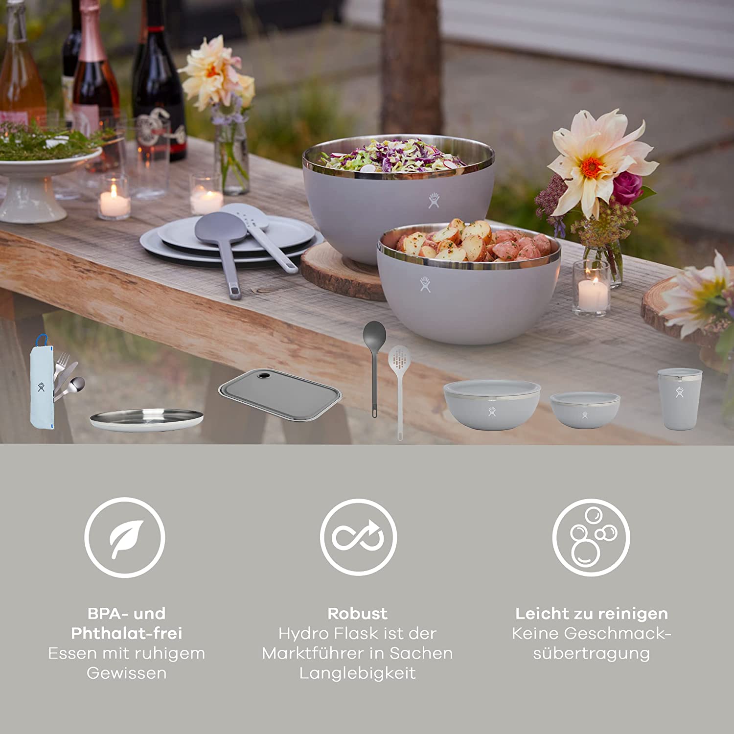 Hydro Flask 3 Qt Outdoor Kitchen Bowl - Stainless Steel Dinnerware Reusable Camping Gear Mess Kit - Dishwasher Safe (Birch)