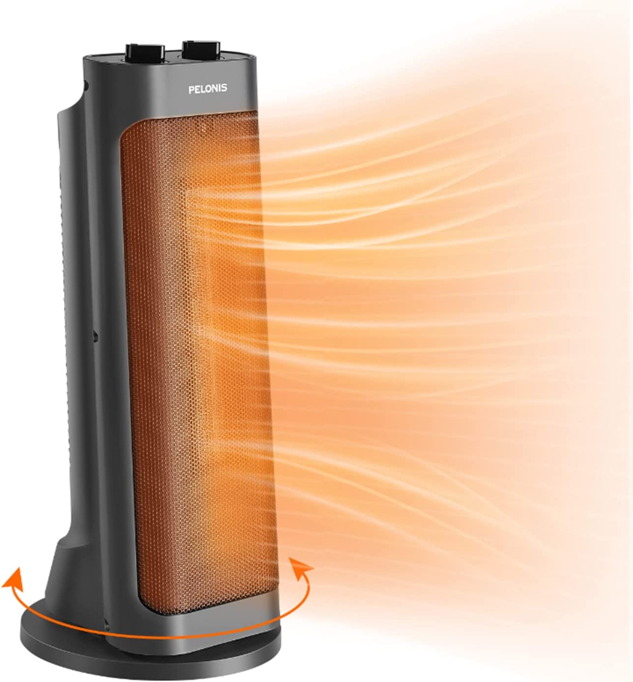 PELONIS PTH15A2BGB 1500W Fast Heating Space Heater. Programmable Thermostat. Easy Control. Widespread Oscillation. Grey