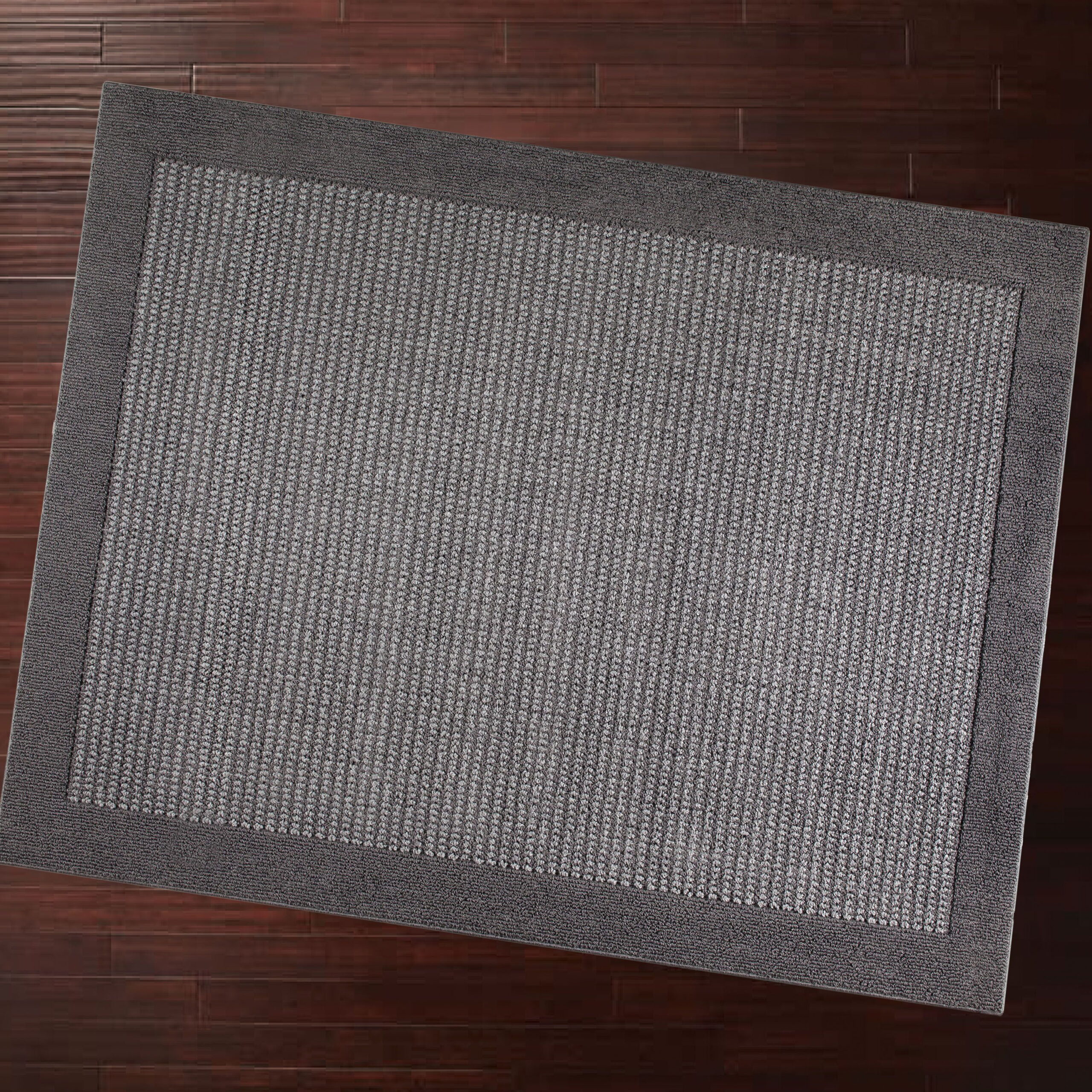 Mainstays Traditional Faux Sisal Border Gray Area Rug. 5-x7′