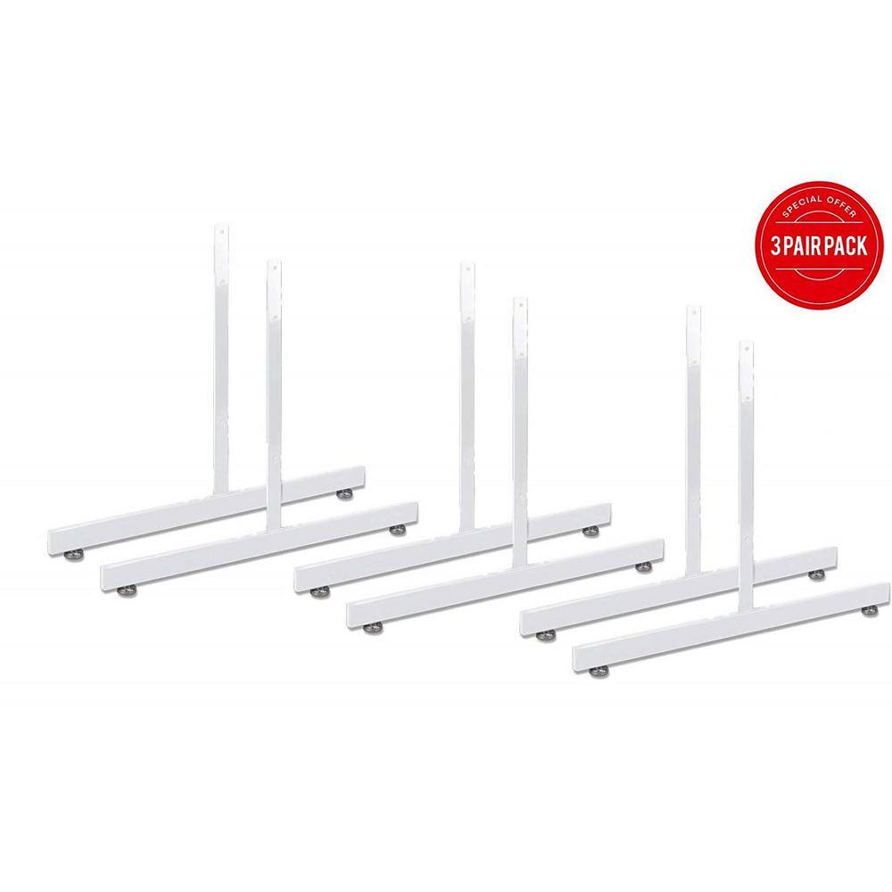 Only Hangers 1918WHT (Set of 3 Pairs) White Gridwall T-Base Rectangular Tube with Levelers (Set of 3 Pairs)
