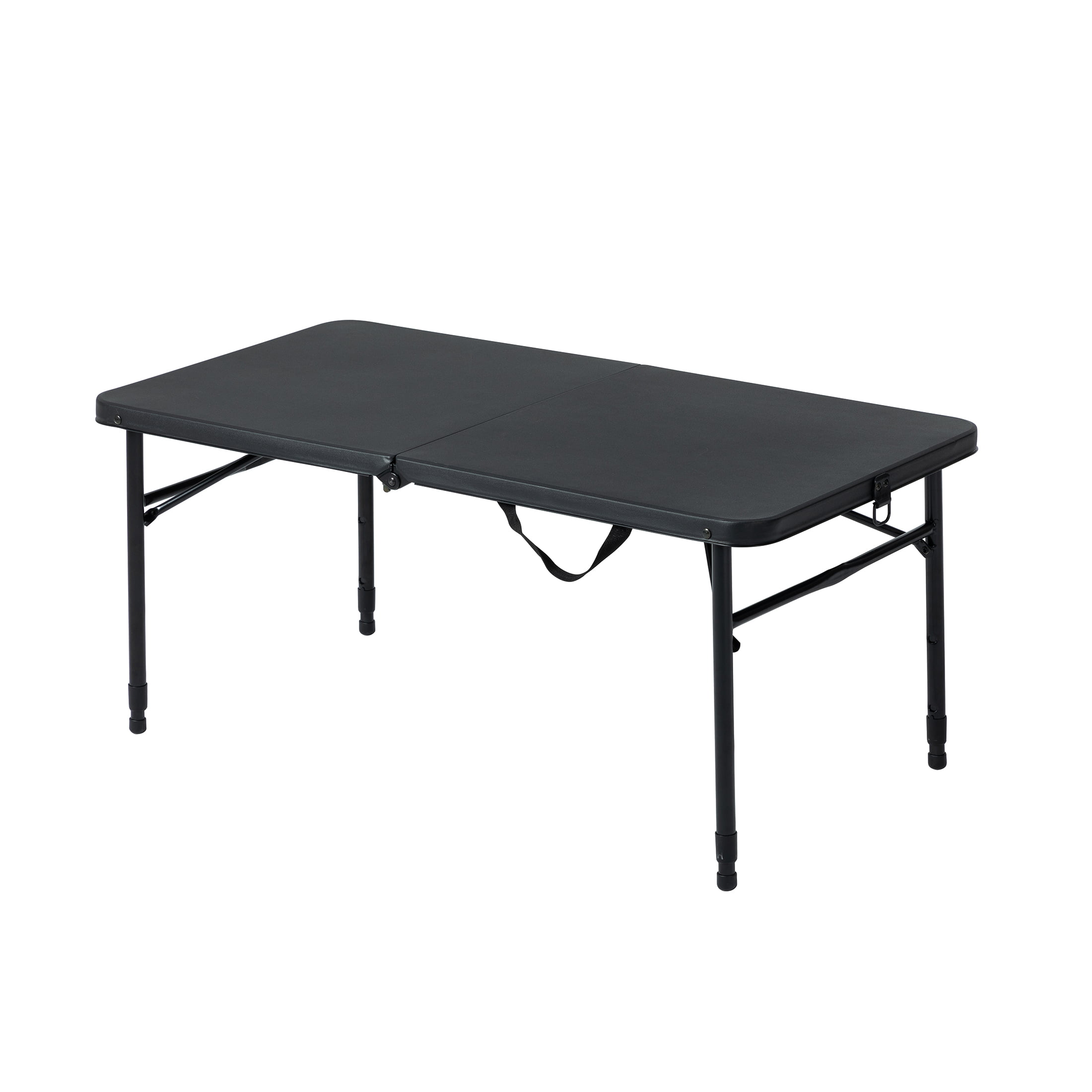 Mainstays 40″L x 20″W Plastic Adjustable Height Fold-in-Half Folding Table. Rich Black