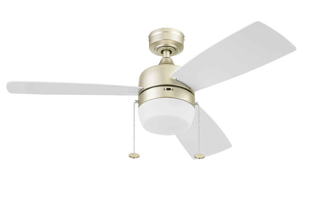 Honeywell Barcadero 44″ Champagne Modern Ceiling Fan with 3 Blades. LED Light Kit. Pull Chains & Reverse Airflow
