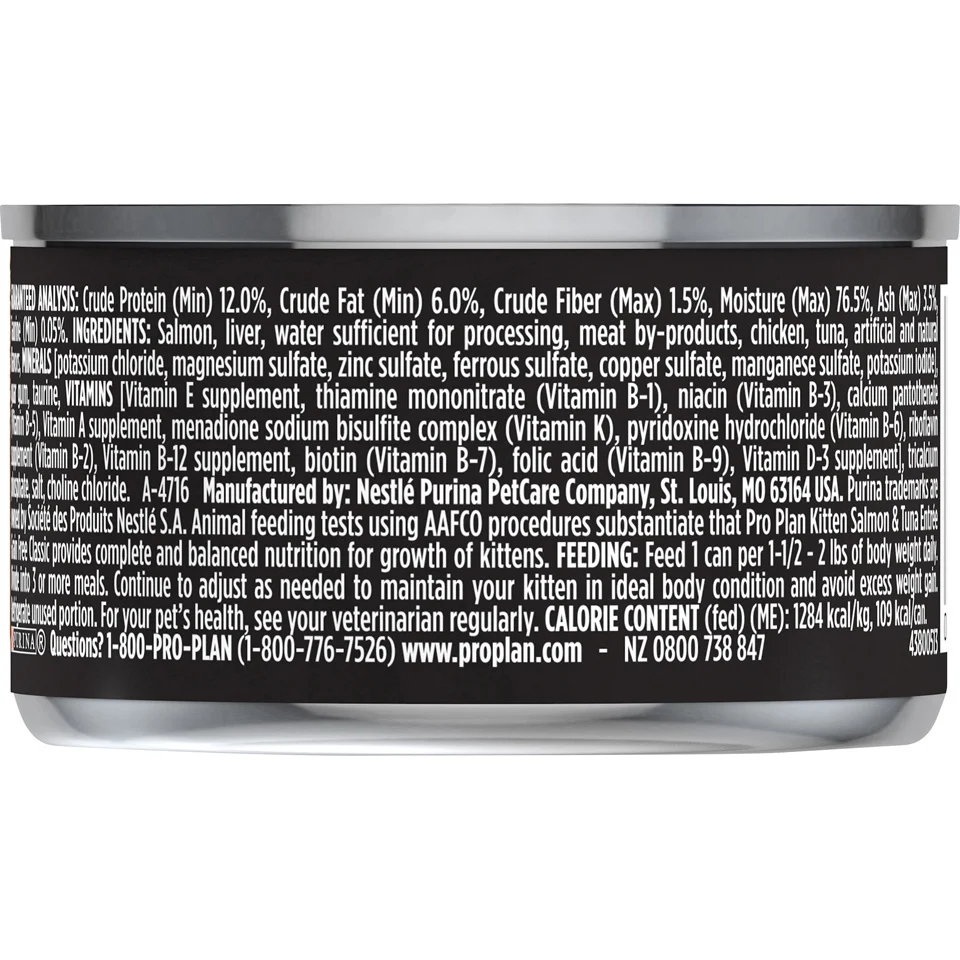Purina Pro Plan Wet Kitten Food Flaked Salmon and Tuna Entree - (24) 3 oz. Pull-Top Cans