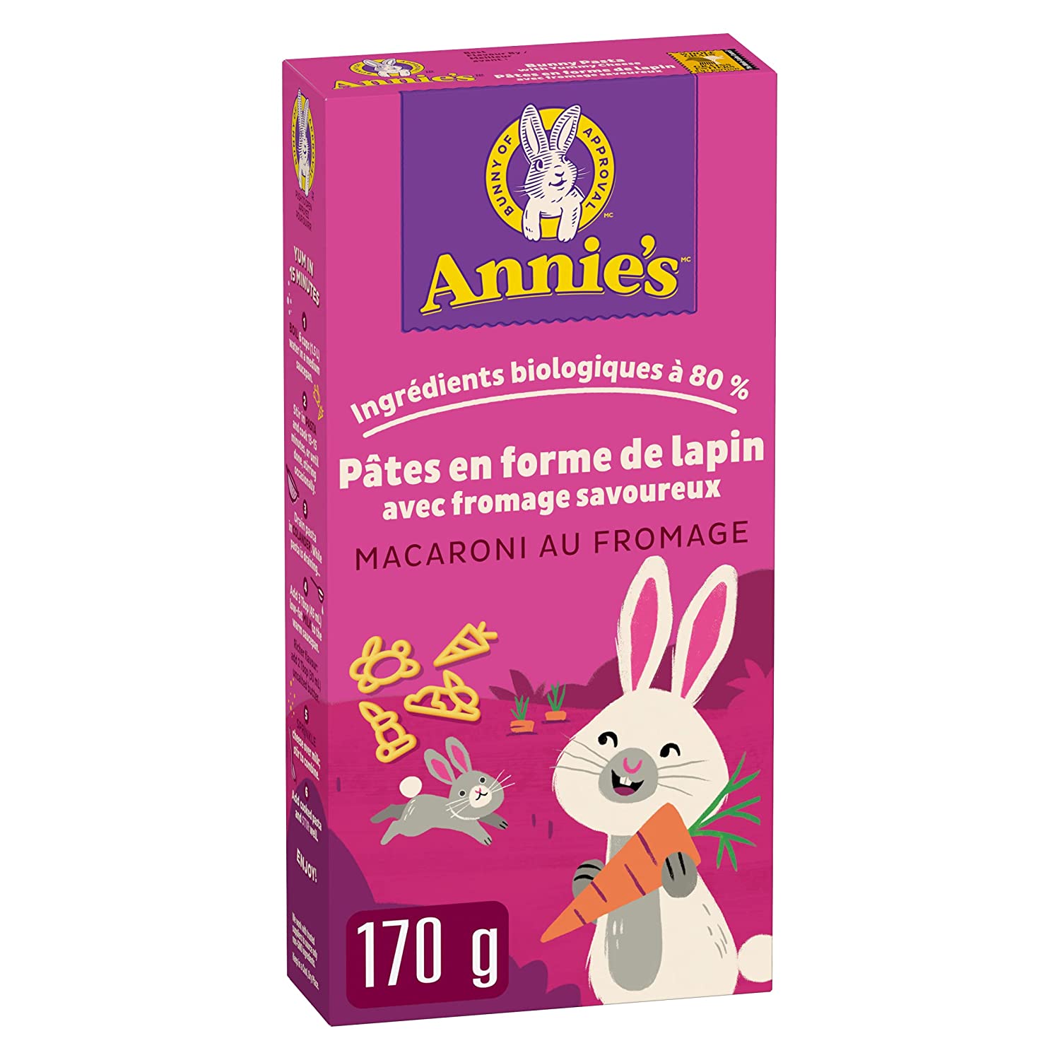 Annie-s Bunny Shape Pasta & Yummy Cheese Macaroni and Cheese. 6 oz (Pack of 12)