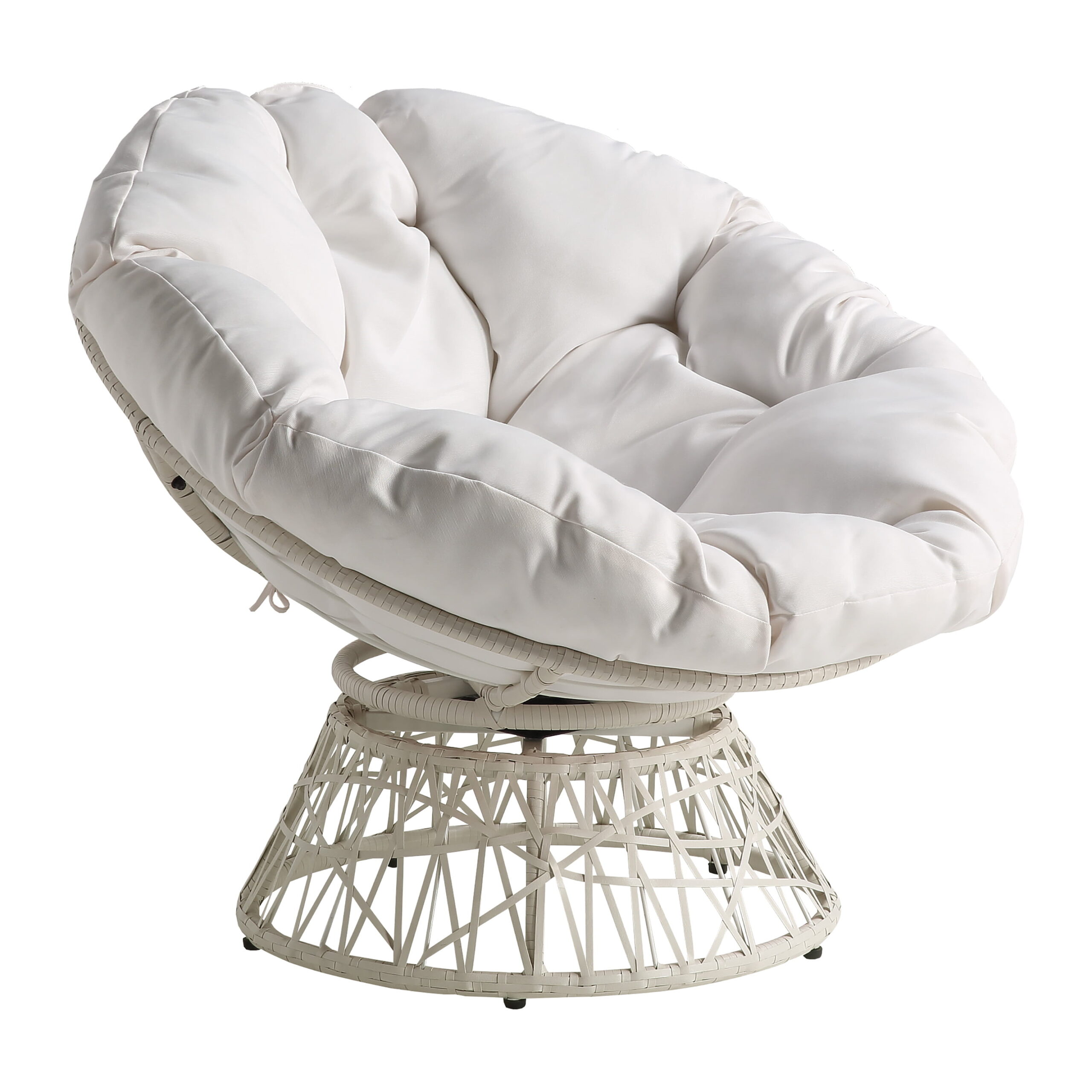 OSP Home Furnishings Papasan Gray Wicker Chair with Gray Cushion. White